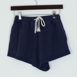 Aerie Womens Navy Blue High Waist‎ Sweat Shorts Drawstring Waist Size XS Pockets